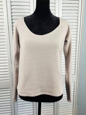 Gilly Hicks Hollister Soft Waffle Knit Scoop Neck Sweater Pale Taupe Size Large